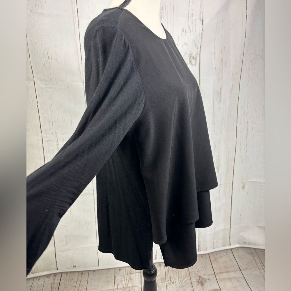 ‼️5/$25‼️ DG2 by Diane Gilman Women's Top Blouse Pullover Double Layered Black - Picture 5 of 8